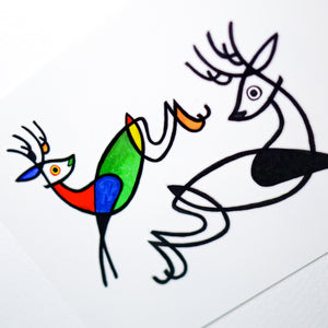 抽象藝術-馴鹿刺青紋身貼紙香港 Magic Surreal Abstract Deer Fine Art LAZY DUO TATTOO HK Surrealism Reindeer Tattoo Abstract Magic Surreal Capybara Tattoos Sticker in Joan Miro Style by LAZY DUO. Realistic, long lasting and non-toxic temporary tattoo HK 香港原創紋身貼紙品牌 安全無毒 防水防敏 持久像真 