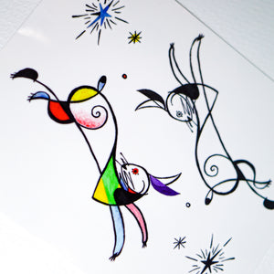  Surrealism Abstract Magic Surreal Rabbit Tattoos Sticker in Joan Miro Style by LAZY DUO. Realistic, long lasting and non-toxic temporary tattoo HK 