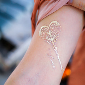 Lettering & Boho White Gold Metallic Tattoo Set - LAZY DUO TATTOO