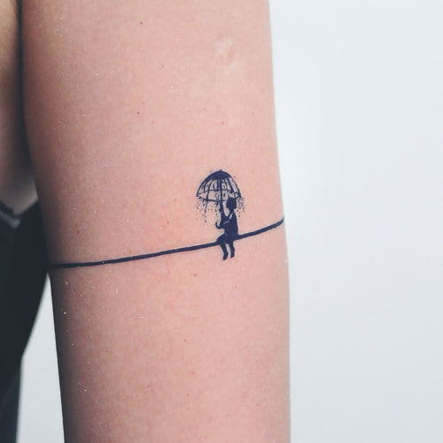 Little Boy in the Rain Line Tattoo - LAZY DUO TATTOO