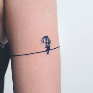 Little Boy in the Rain Line Tattoo - LAZY DUO TATTOO