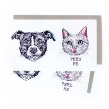 Load image into Gallery viewer, White Cat FEED ME + Pit Bull Tattoos - LAZY DUO TATTOO
