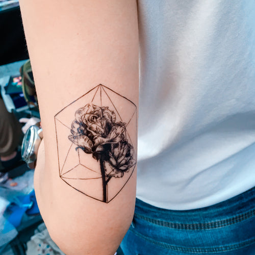 Rose & Polygon Tattoos - LAZY DUO TATTOO