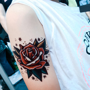 Old School Red Rose Tattoos - LAZY DUO TATTOO