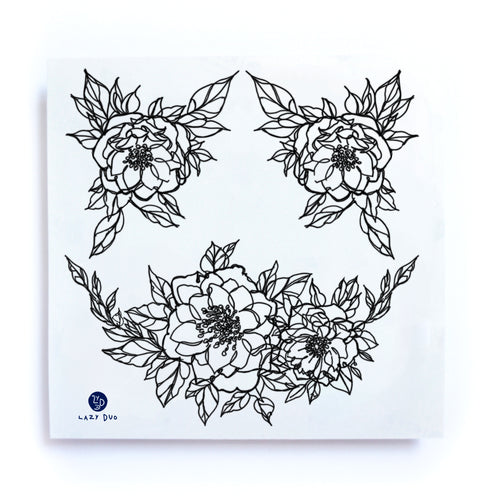 Line Flower Tattoos - LAZY DUO TATTOO