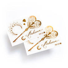 Load image into Gallery viewer, Lettering &amp; Boho White Gold Metallic Tattoo Set - LAZY DUO TATTOO
