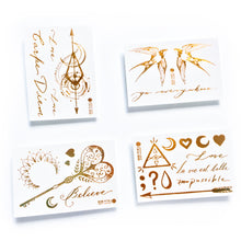 Load image into Gallery viewer, Lettering &amp; Boho White Gold Metallic Tattoo Set - LAZY DUO TATTOO
