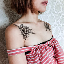 Load image into Gallery viewer, Line Flower Tattoos - LAZY DUO TATTOO
