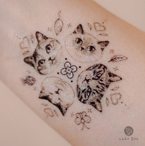 Kittens Cat Tattoo ideas 2023 Hong Kong Temporary Tattoo Sticker LAZY DUO