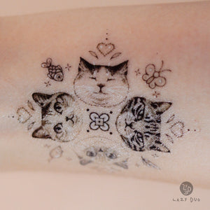Cute Cat Tattoos Temporary Tattoo Sticker Fake Tatts LAZY DUO Tattoo Shop Premium Tattoo Sticker 2023