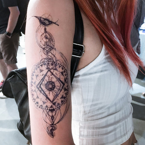 Bohemian Zodiac Compass Tattoo - LAZY DUO TATTOO