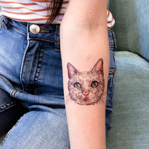 White Cat FEED ME + Pit Bull Tattoos - LAZY DUO TATTOO