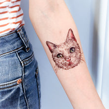 Load image into Gallery viewer, White Cat FEED ME + Pit Bull Tattoos - LAZY DUO TATTOO
