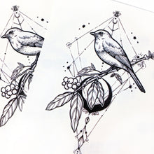 Load image into Gallery viewer, Black Moon &amp; Bird Tattoo - LAZY DUO TATTOO

