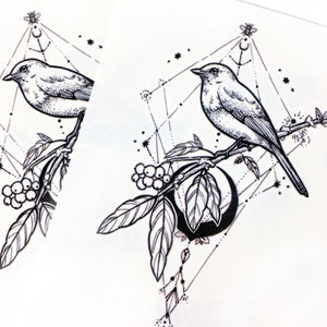 Black Moon & Bird Tattoo - LAZY DUO TATTOO