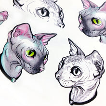 Load image into Gallery viewer, Watercolor Sphynx Cat Tattoos - LAZY DUO TATTOO
