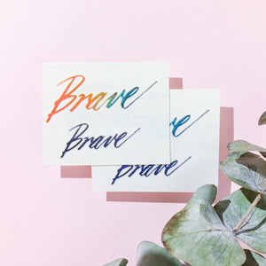 Watercolor Lettering Tattoo・Brave - LAZY DUO TATTOO