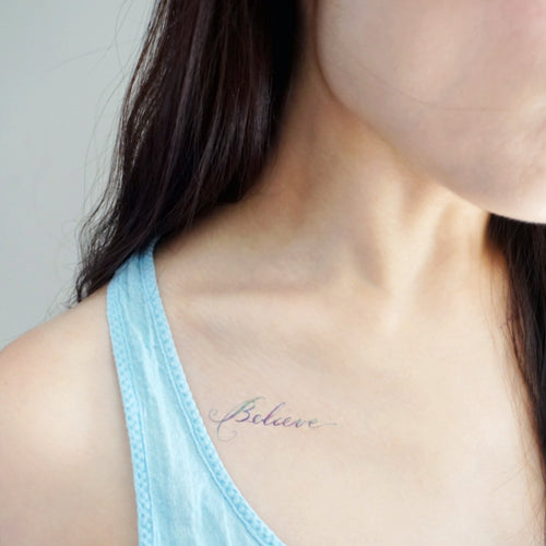 Watercolor Lettering Tattoo・Believe - LAZY DUO TATTOO