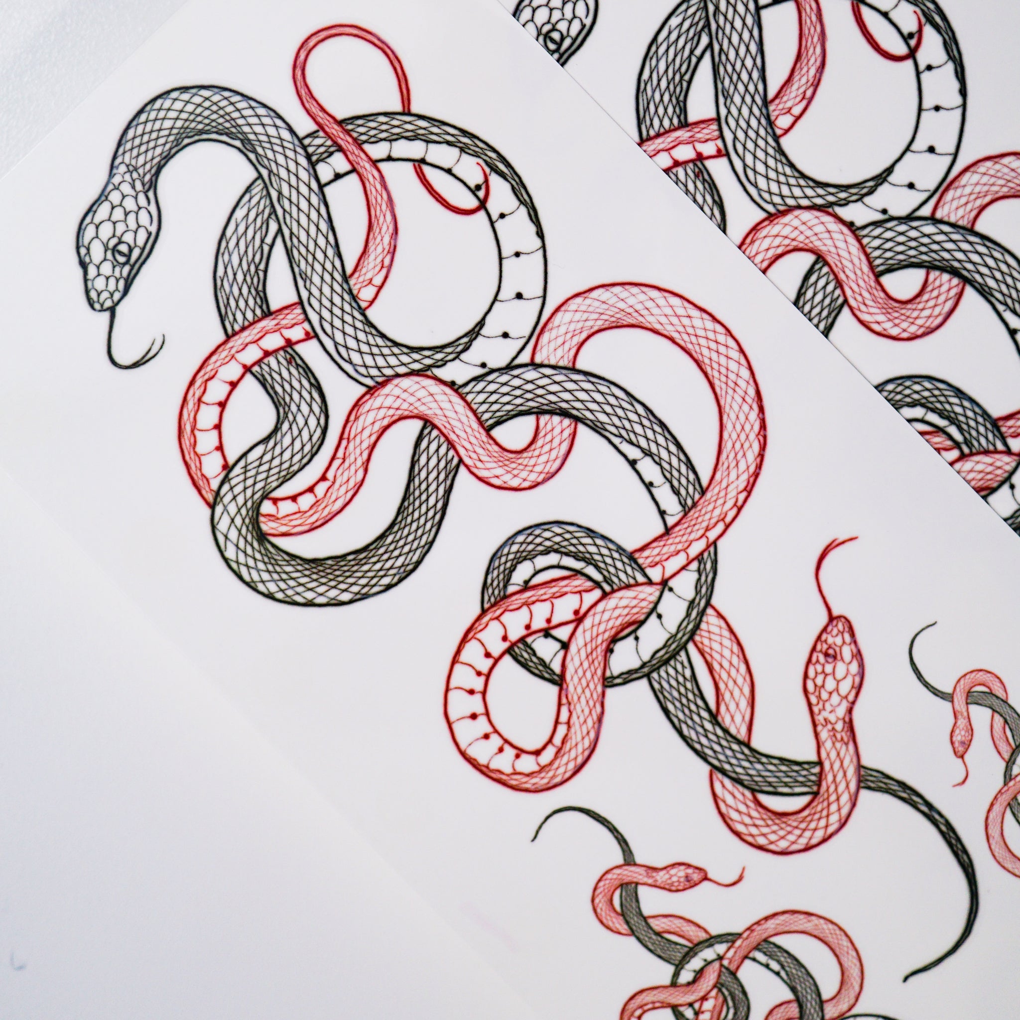 Dual Black and Red Snakes Temporary Tattoo Sticker LAZY DUO – LAZY DUO ...