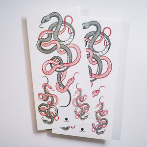Duo Snakes Tattoo Stickers (Black & Red)