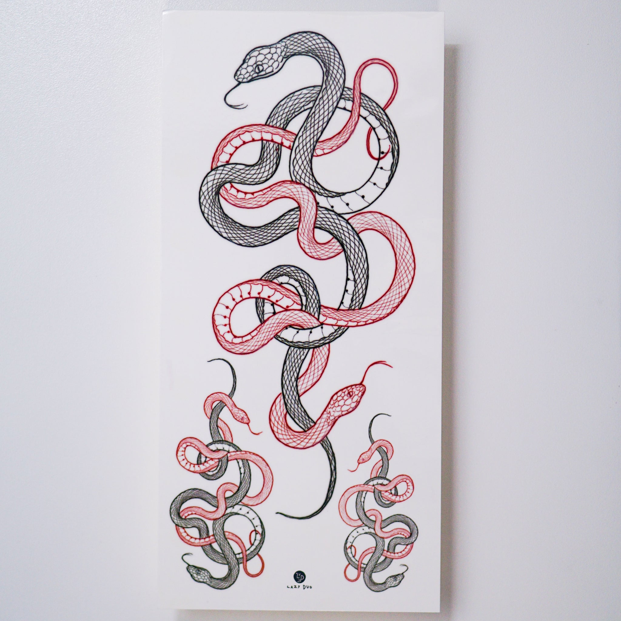 Dual Black and Red Snakes Temporary Tattoo Sticker LAZY DUO – LAZY DUO ...