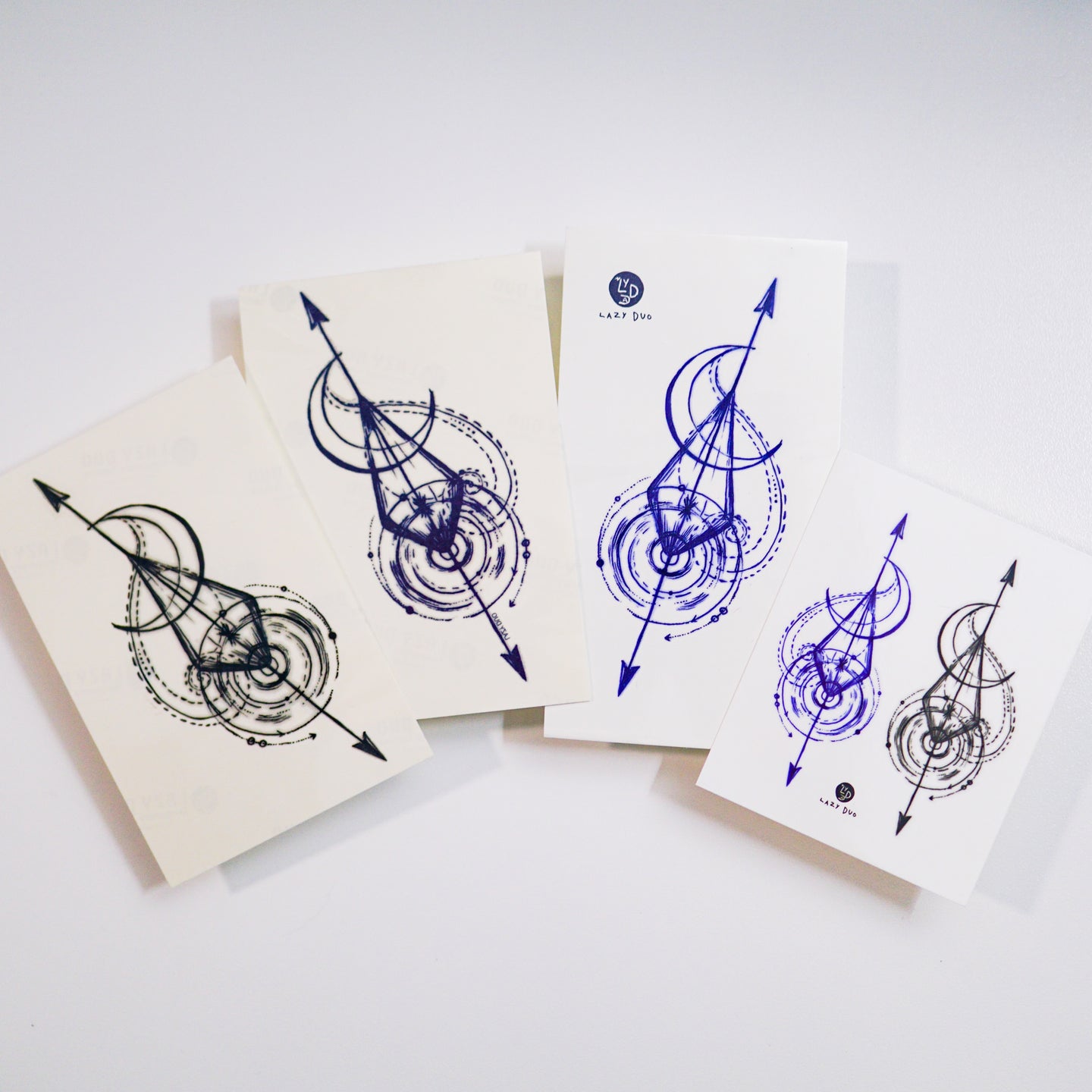 LAZY DUO TATTOO 香港紋身貼紙 女紋身師  Mane Ink Arrow Spiral & Moon Tattoo Hong Kong Tattoo Sticker HK made in Taiwan MIT
