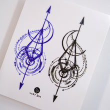 Load image into Gallery viewer, LAZY DUO TATTOO 香港紋身貼紙 女紋身師  Mane Ink Arrow Spiral &amp; Moon Tattoo Hong Kong Tattoo Sticker HK made in Taiwan MIT

