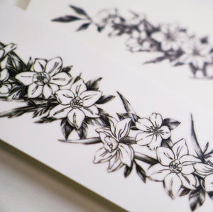 Narcissus Flower Band Tattoo｜LAZY DUO TEMPORARY TATTOO HK 水仙花紋身貼紙香港設計