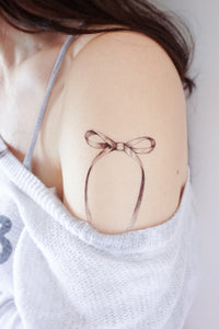 Minimal Ribbon Bow Tattoo - LAZY DUO TATTOO