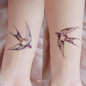 Fake Tattoo, Swallow pair tattoo, bohemian Tattoo 燕子刺青 LAZY DUO Temporary Tattoo Sticker - Swallow Tattoo Hong Kong Swallow Tattoo, Bird tattoo, Realistic Color Temporary tattoo Sticker, Fun Animal tattoo,  Mane Ink 香港紋身貼紙 女紋身師  燕子刺青 LAZY DUO Temporary Tattoo Sticker - Swallow Tattoo Hong Kong Mane Ink 香港紋身貼紙 女紋身師  Delicate Watercolor Swallow Tattoos - LAZY DUO TATTOO
