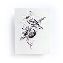 Load image into Gallery viewer, Black Moon &amp; Bird Tattoo - LAZY DUO TATTOO
