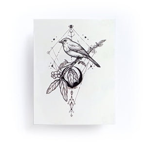 Black Moon & Bird Tattoo - LAZY DUO TATTOO
