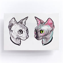 Load image into Gallery viewer, Watercolor Sphynx Cat Tattoos - LAZY DUO TATTOO
