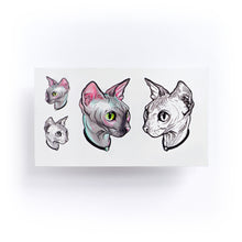 Load image into Gallery viewer, Watercolor Sphynx Cat Tattoos - LAZY DUO TATTOO
