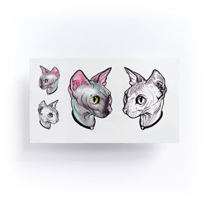 Watercolor Sphynx Cat Tattoos - LAZY DUO TATTOO