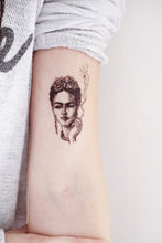 Load image into Gallery viewer, FRIDA KAHLO ARTIST MEXICO Realistic Artistic Tattoo Sticker Color Metallic Tattoo預約紋身貼紙設計印刷訂製作DIY Waiman Tattoo Artist 香港原創手繪刺青紋身貼紙 LAZY DUO Premium  High Quality Temporary Tattoo Stickers Professional Printing Tattoo Shop Hong Kong Customise Custom Small Order 自訂客製少量印刷大量批發特快專業優質彩色金屬色廣告宣傳禮品 Gift Promotion Advertising
