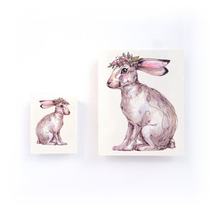 Watercolor Bunny with Flower Band Tattoos - LAZY DUO TATTOO