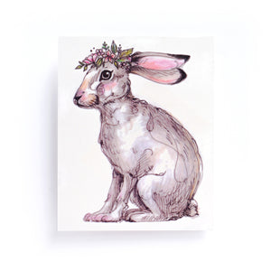 Watercolor Bunny with Flower Band Tattoos - LAZY DUO TATTOO
