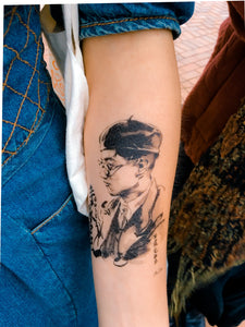 Osamu Tezuka Ink-wash Portrait Tattoo - LAZY DUO TATTOO