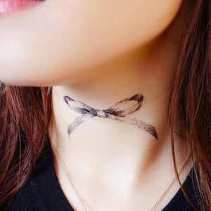 Dotwork Ribbon Bow Tattoo - LAZY DUO TATTOO