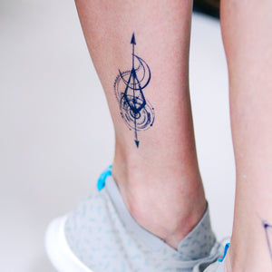 Arrow Spiral & Moon Tattoo - LAZY DUO TATTOO Hong Kong Tattoo Sticker HK made in Taiwan MIT Mane Ink