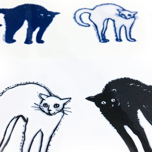 Sneaky Black & White Cat Tattoos - LAZY DUO TATTOO