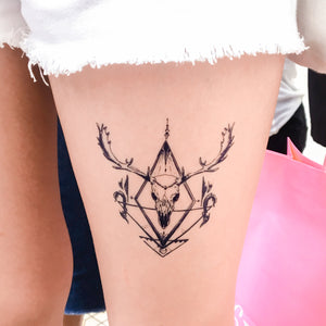 Gothic Deer Skull Tattoo - LAZY DUO TATTOO