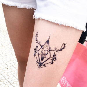 Gothic Deer Skull Tattoo - LAZY DUO TATTOO