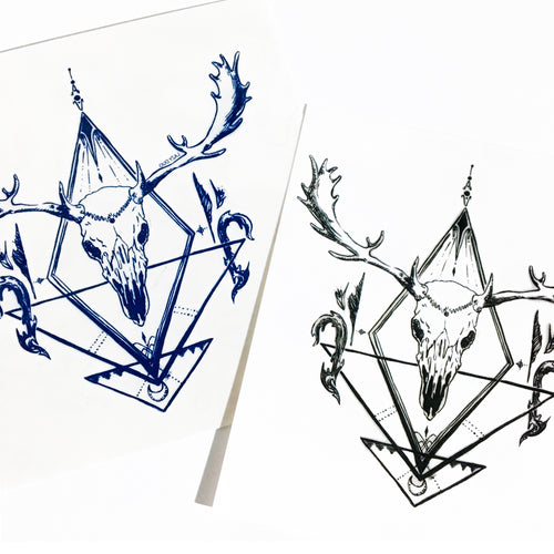 Gothic Deer Skull Tattoo - LAZY DUO TATTOO