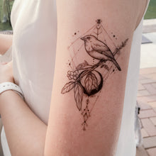 Load image into Gallery viewer, Black Moon &amp; Bird Tattoo - LAZY DUO TATTOO
