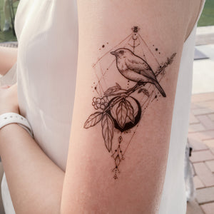 Black Moon & Bird Tattoo - LAZY DUO TATTOO