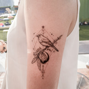 Black Moon & Bird Tattoo - LAZY DUO TATTOO