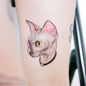 Watercolor Sphynx Cat Tattoos - LAZY DUO TATTOO