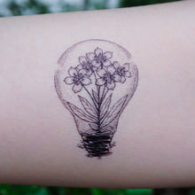 Load image into Gallery viewer, Lightbulb Flower Tattoo Sticker (Black)

